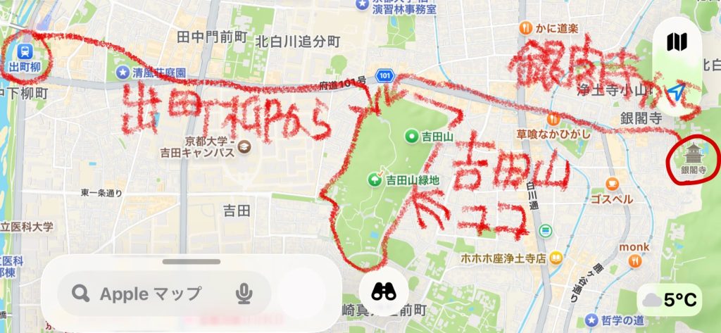 京都・吉田山周辺の位置を示した簡易地図